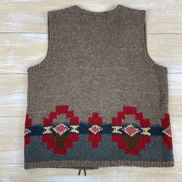 Lauren Ralph Lauren Womens M Hand Knit Wool Sweater Vest Southwestern Aztec Read - Picture 6 of 9